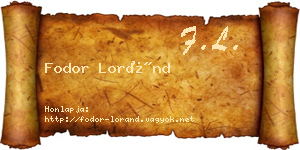 Fodor Loránd névjegykártya